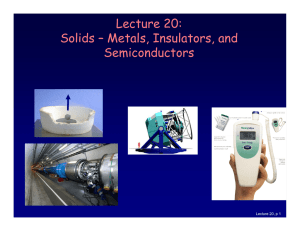 Lecture 20: Solids – Metals, Insulators, and Semiconductors