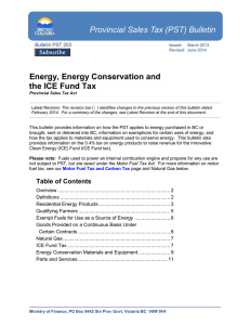 Bulletin Energy, Energy Conservation and the ICE Fund Tax