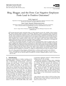 Blog, Blogger, and the Firm: Can Negative Employee Posts Lead to