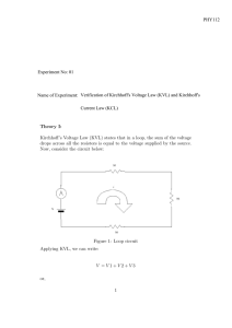 Experiment No: 01 Verification of Kirchhoff`s Voltage Law (KVL) and