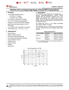 TS3A474x 0.9-Ω Low-Voltage Single-Supply