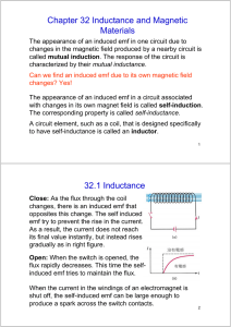 Chapter 32 Inductance and Magnetic Materials 32.1 Inductance