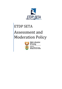 ETDQA Assessment and Moderation policy - ETDP-Seta