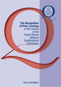 Recognition of Prior Learning in the context of the South African NQF