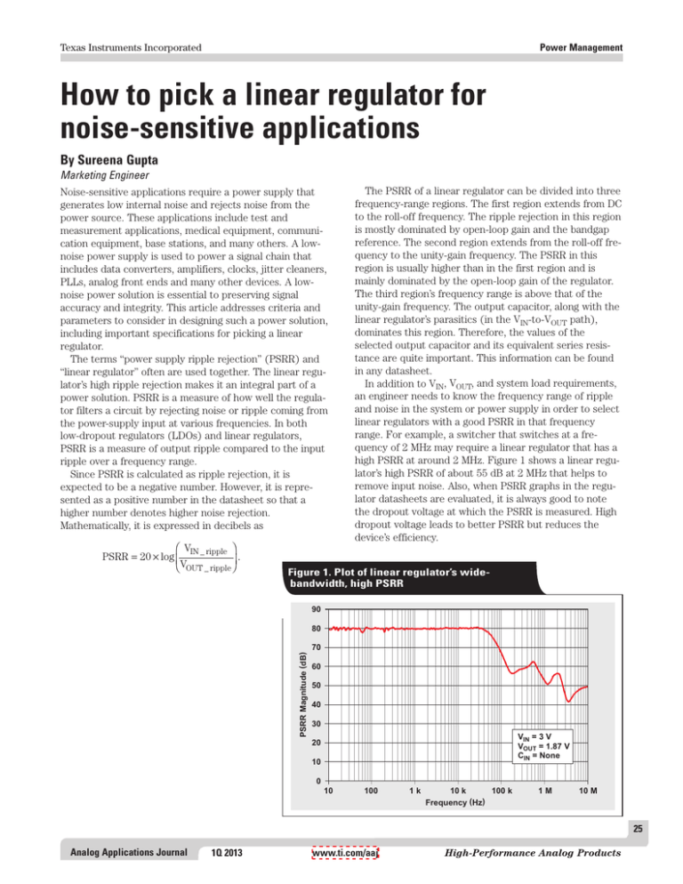 How to pick a linear regulator for noisesensitive
