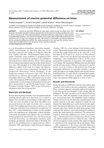 Measurement of electric potential difference on trees