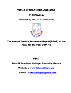 AQAR OF IQAC2011-12 - Titus II Teachers College