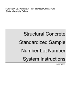 Structural Concrete Standardized Sample Number Lot Number