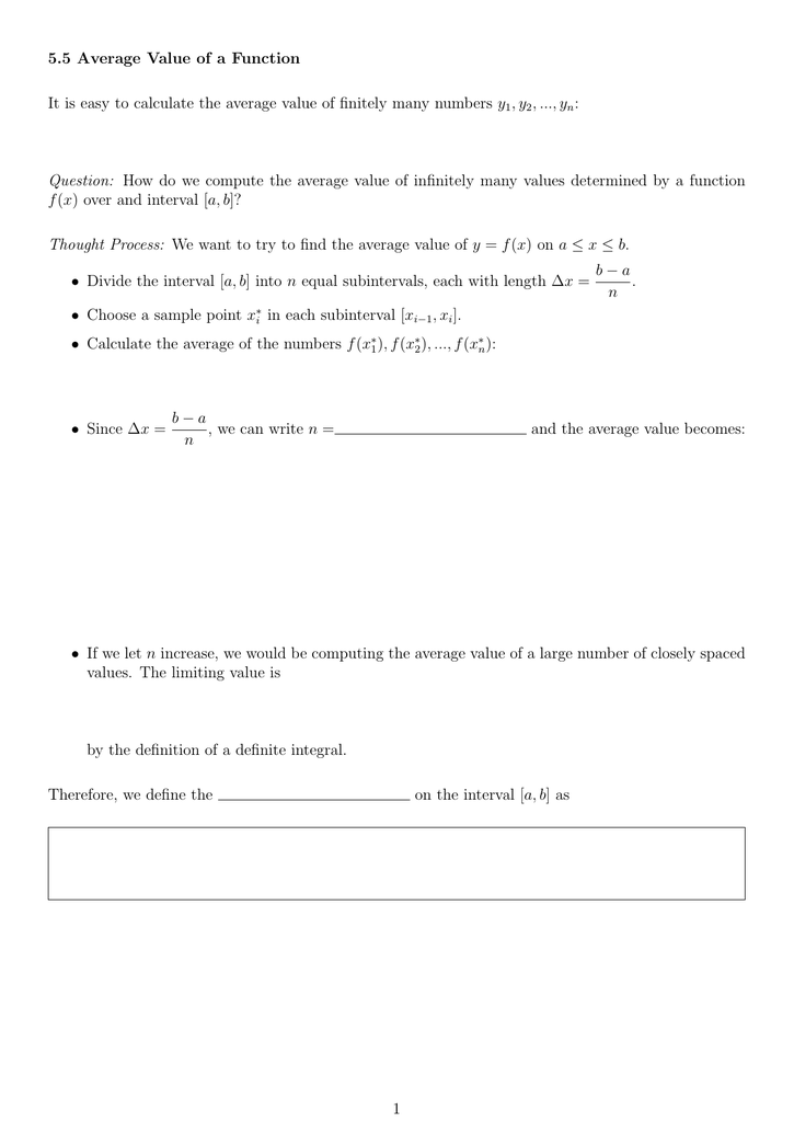 5 5 Average Value Of A Function It Is Easy To Calculate The Average