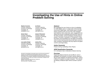 Investigating the Use of Hints in Online Problem Solving