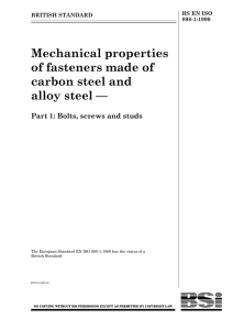 Mechanical properties of fasteners made of carbon steel