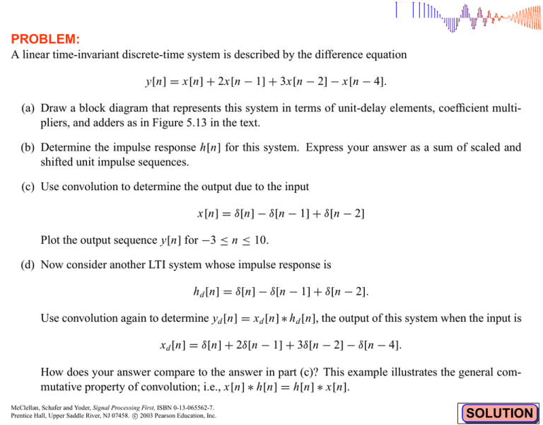 Chap6 Hw Draw Block Diagram And Analyze A Difference Equation