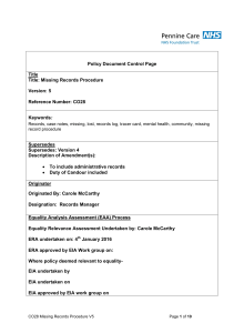 Missing Records Procedure V5 - Pennine Care NHS Foundation Trust