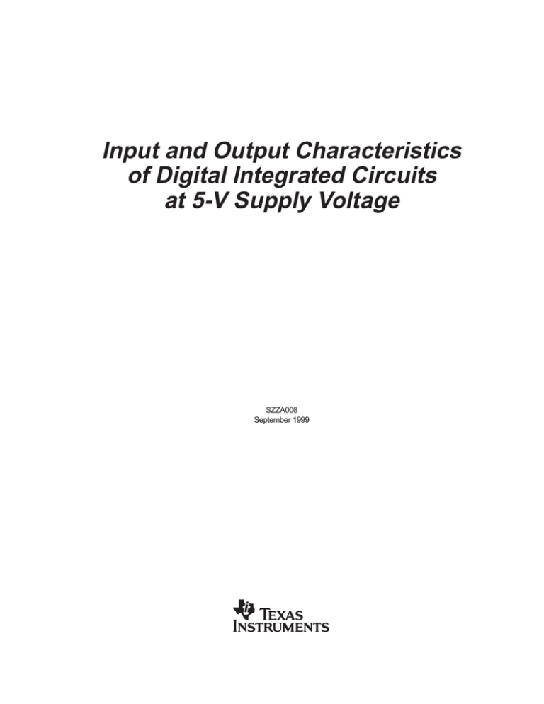Input and Output Characteristics of Digital Integrated Circuits at 5