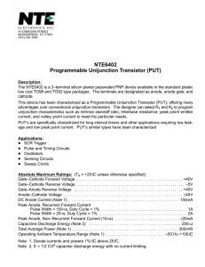 NTE6402 Programmable Unijunction Transistor PUT