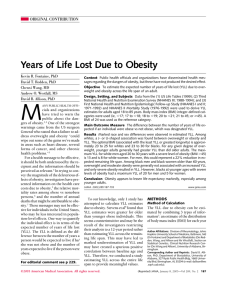 Years of Life Lost Due to Obesity