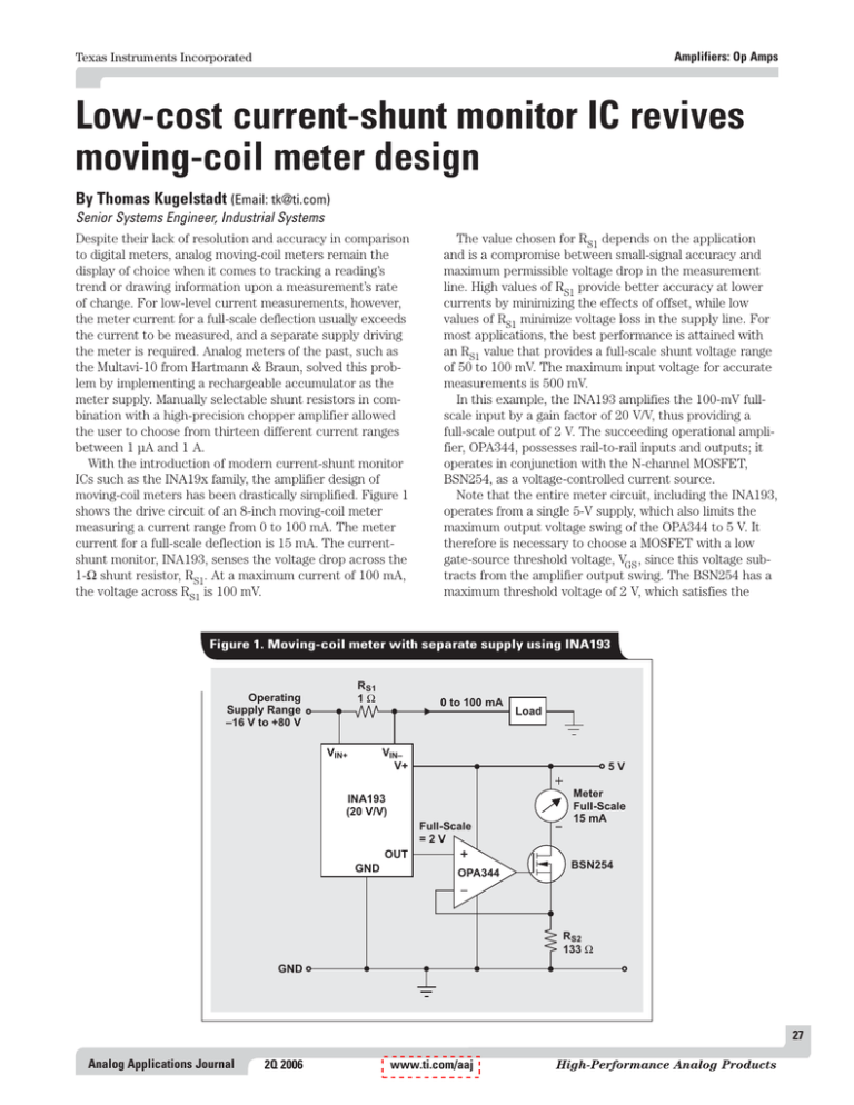 Lowcost currentshunt monitor IC revives moving