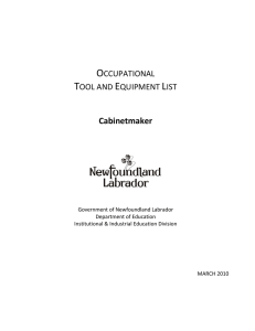 Occupational Tool and Equipment List - Cabinet Maker
