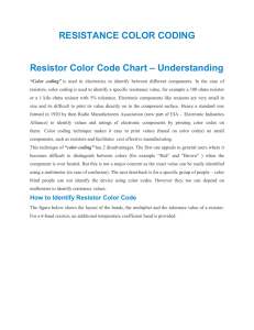 RESISTANCE COLOR CODING Resistor Color Code Chart