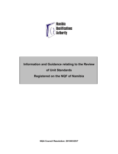 Review of Unit Standards - Namibia Qualifications Authority