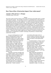 Does Time-of-Day of Instruction Impact Class Achievement?