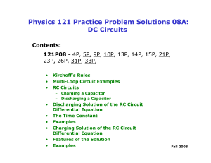 Physics 121 Practice Problem Solutions 08A: DC Circuits