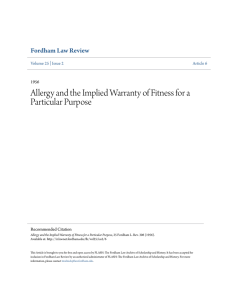 Allergy and the Implied Warranty of Fitness for a Particular Purpose