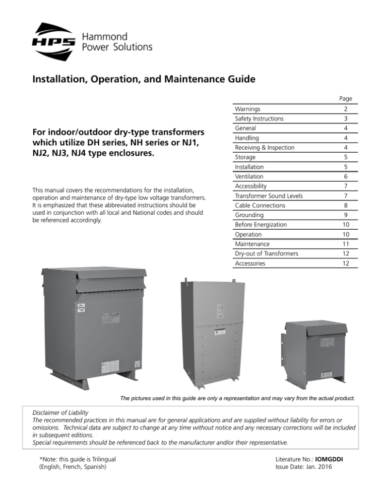 Installation, Operation, And Maintenance Guide