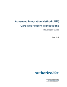 Advanced Integration Method (AIM) Card-Not