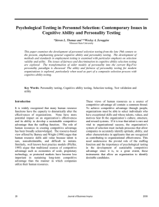 Psychological Testing in Personnel Selection: Contemporary Issues