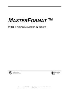 MasterFormat 2004 Edition
