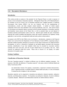 Introduction Existing Conditions Classification of Hazardous Materials