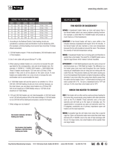 www.king-electric.com SIZING THE HEATING CIRCUIT: HELPFUL