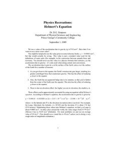 Physics Recreations: Helmert`s Equation