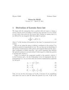 1 Derivation of Lorentz force law