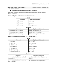 1.4 EQUIVALENT STATEMENTS Textbook Reference Section 3.3