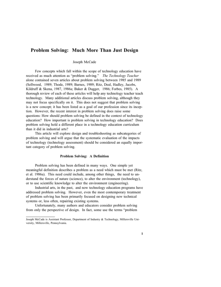Problem Solving Much More Than Just Design
