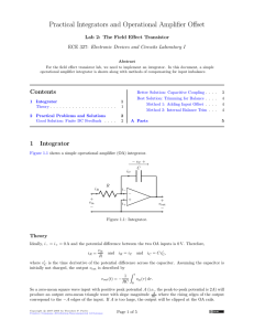 ECE 327: Practical Integrators and Operational Amplifier Offset