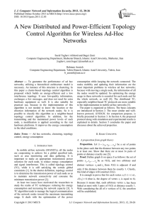 A New Distributed and Power-Efficient Topology Control Algorithm