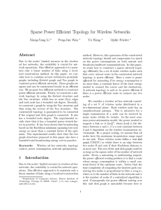 Sparse Power Efficient Topology for Wireless Networks