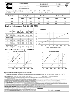 Power Derate Curves @ 1500 RPM Engine Performance Data