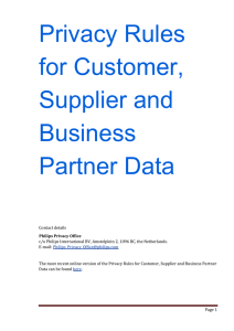 Privacy Rules for Customer, Supplier and Business Partner Data