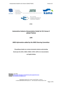 Automotive Industry Interpretation Guide for ELV Annex II