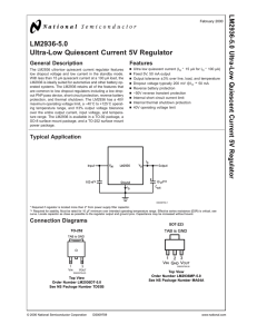 LM2936-5.0 Ultra-Low Quiescent Current 5V Regulator