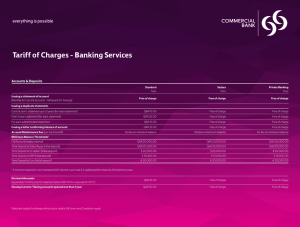 Tariff of Charges - Banking Services