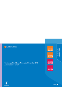 Exam Timetable November 2016 - Cambridge International
