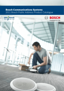 Bosch Communications Systems 2011 Bosch Public Address