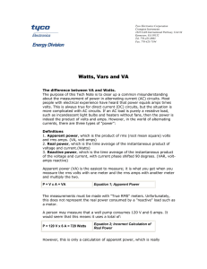 Watts, Vars and VA - Crompton Instruments