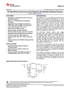 12A High Efficiency Synchronous Buck Regulator w/Adjustable