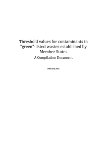 Threshold values for contaminants in "green"